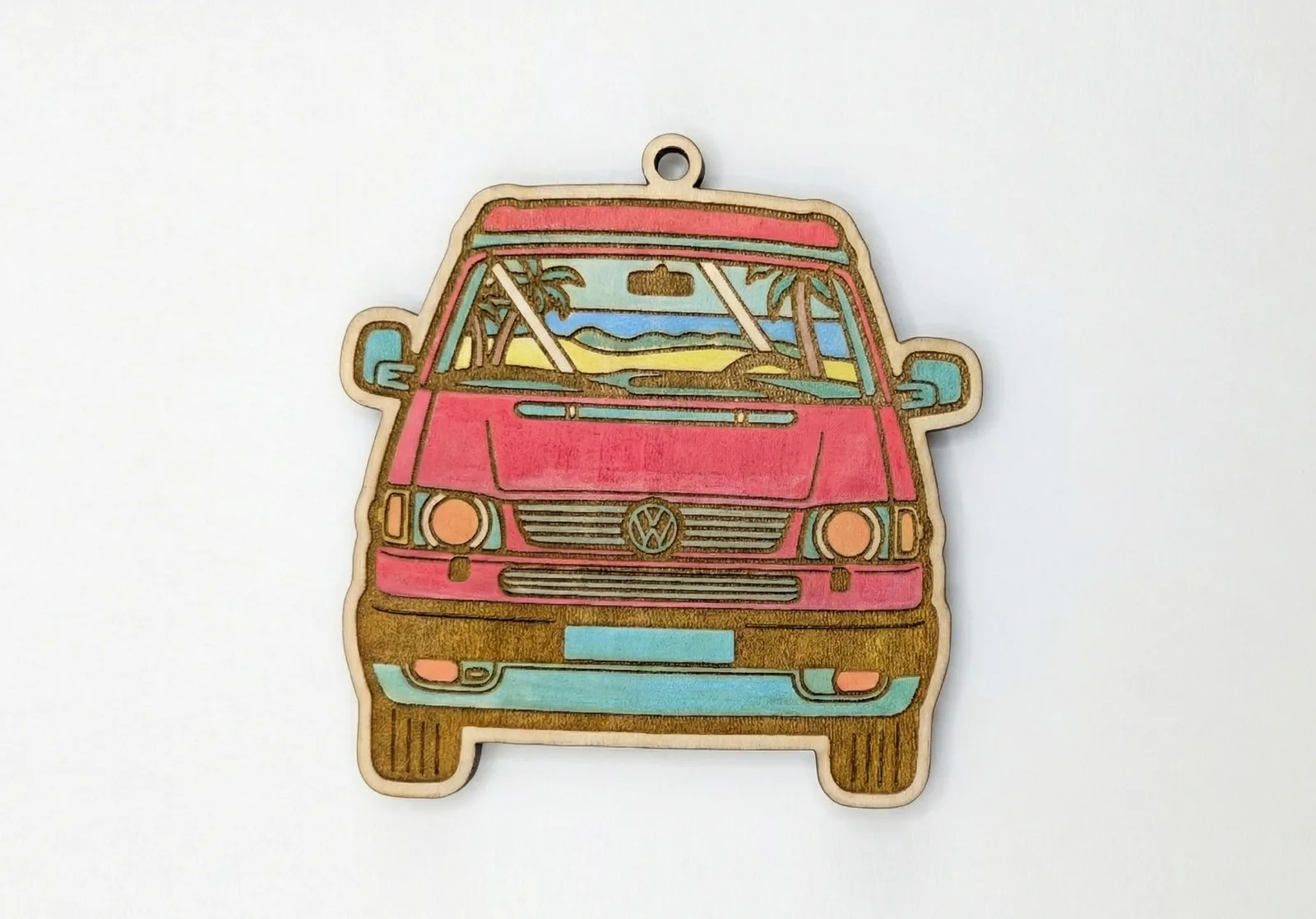 Colgador de retrovisor Volkswagen T4 – Madera grabada y pintada a mano