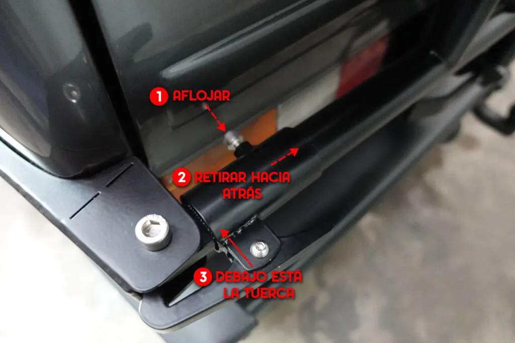 Instrucciones aflojar porta ruedas